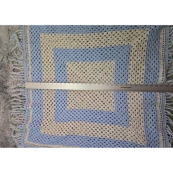 Pastel Handmade Granny Square Afghan 32x32" Baby Shower Christening Gift NEW - Picture 2 of 4